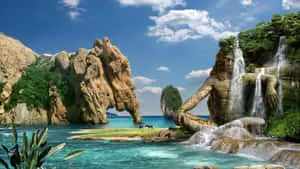 Majestic 3D Landscape at Sunrise