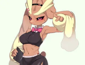 a female bunny with long hair and a pink bow