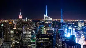 a view of the city at night