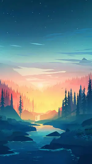 8K iPhone Digital Art River Valley