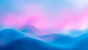 Abstract landscape with blue hills and pink sky gradient background
