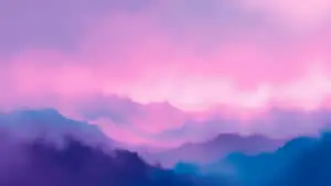Abstract mountain landscape with pink and purple sky illustration