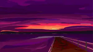 Abstract Purple Sunset Landscape