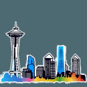 Abstract Seattle Skyline Graphic PNG vpi