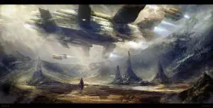 Enthralling Airship in a Futuristic Sci-Fi Landscape