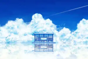 a building with clouds in the sky