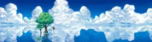 An expansive anime landscape complete with a vast sky 
