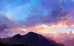 a painting of a mountain