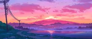 Anime Sunset Aesthetic Art 2560x1080