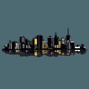 Artistic Cityscape Silhouette PNG 90