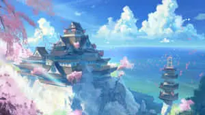 Beautiful Anime Temple Scenery