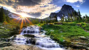 An idyllic view of vibrant mountains and a hidden lake