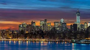 Beautiful New York Skyline By The River