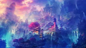 Relaxing Blue Anime Scenery 