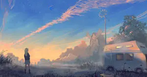A young girl marvels as the sun rises on a humble farm. 