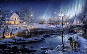 Landscape Christmas Snow River Background