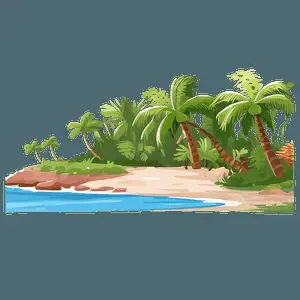Coastal Landscape Drawing PNG ocv