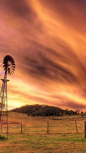 Rural Countryside Landscape on iPhone Screen