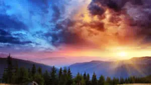 Covered Mountain With Sun Rise