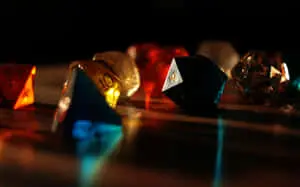 Epic D20 Dice on a Fantasy Landscape
