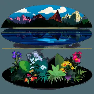 Digital Pop Landscape Scene PNG xgf99