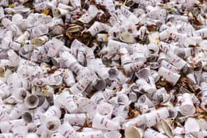 Disposable Cups In The Trash