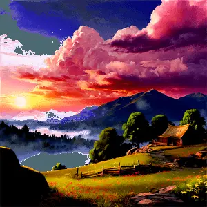 Dreamy Folktale Landscape PNG qra56