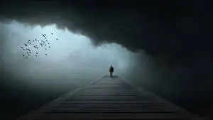 Pondering Solitude on a Gloomy Bridge
