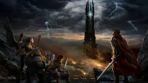 the lord of the rings - a tower with a group of people