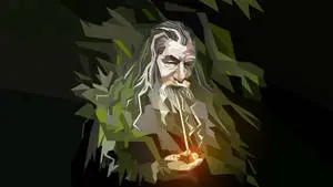 Geometric Artwork of Gandalf from Lord of the Rings