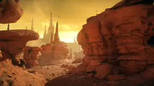Geonosis Planet Scene at Dusk