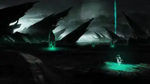 Green-Tinged Sci-Fi Landscape