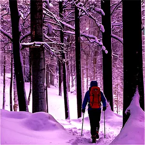 Hiking in Winter Snow PNG 88
