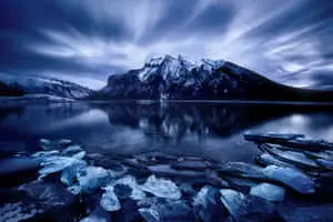 A serene and calming view of a snow-covered winter landscape