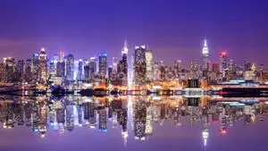 Sunrise over the Manhattan skyline in New York City  