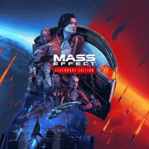 Commander Shepard overlooking a Sci-Fi cityscape in Mass Effect