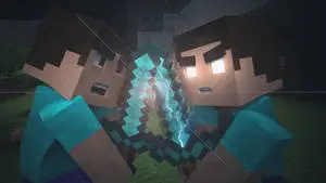 Minecraft Herobrine Versus Steve Sword Fight