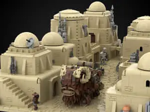  Caption: Vibrant depiction of the iconic Mos Eisley from Star Wars 