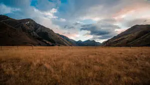 Mountainside Dry Field HD Landscape Desktop