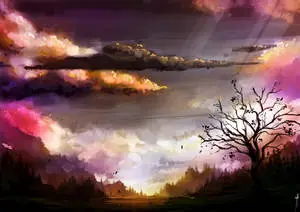 Picturesque mountain range at night