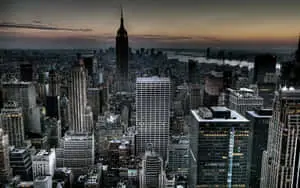 Panoramic view of lower Manhattan skyline, New York City