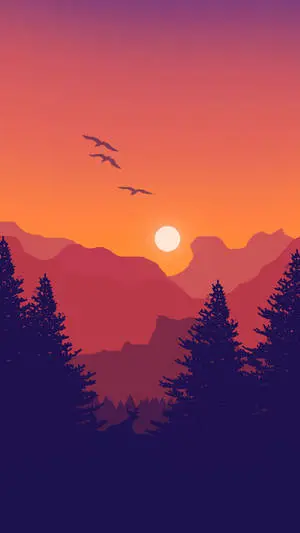 Orange Sunset Sky Illustration iPhone