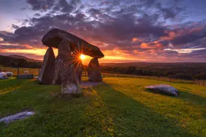 a stone circle in the grass