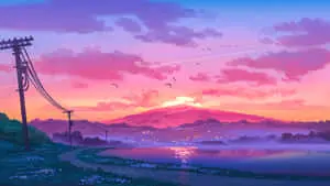 "An abstract pixel-based landscape illuminated by a bright morning light"