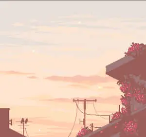 "Peaceful Evening in Pixel Landscape"