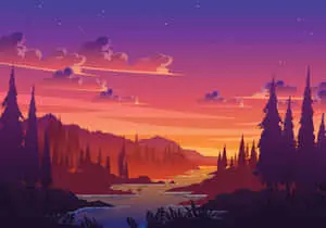 Picture of a vibrant pixel landscape