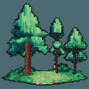 Pixelated Forest Landscape PNG hmm