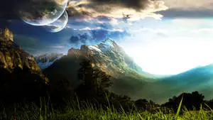 Planet In Sky Aesthetic Landscape