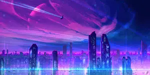 Purple And Blue Sci Fi City Background