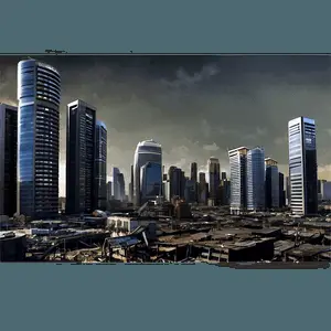 Ravaged City Panorama PNG sqb